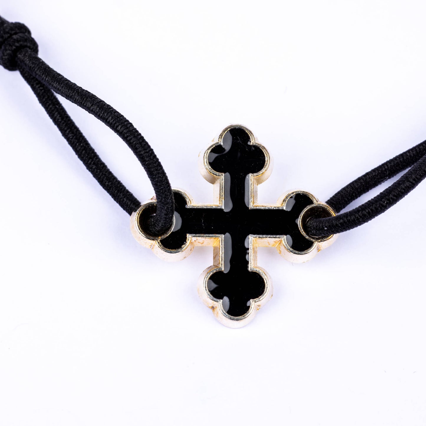 Bracelet élastique croix treflée - noir