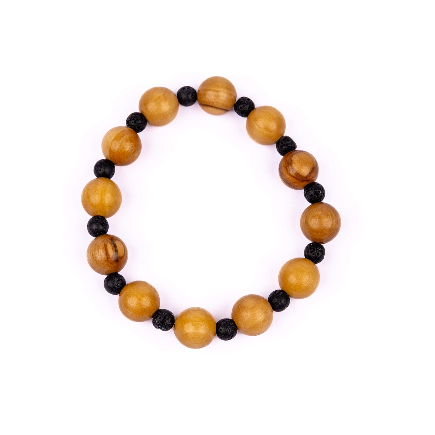Bracelet - perles bois et lave