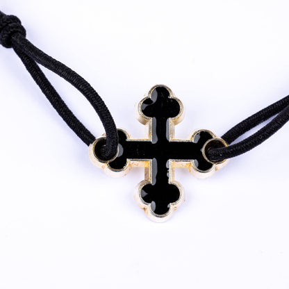 Bracelet élastique croix treflée - noir