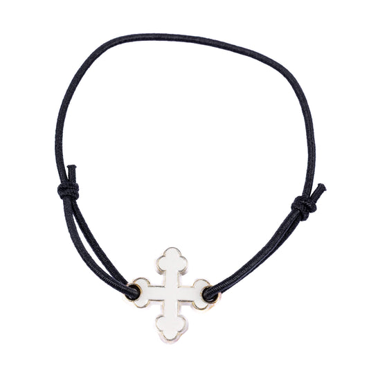 Bracelet élastique croix treflée - blanc