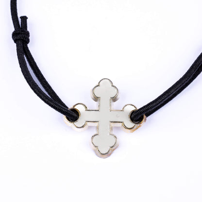 Bracelet élastique croix treflée - blanc