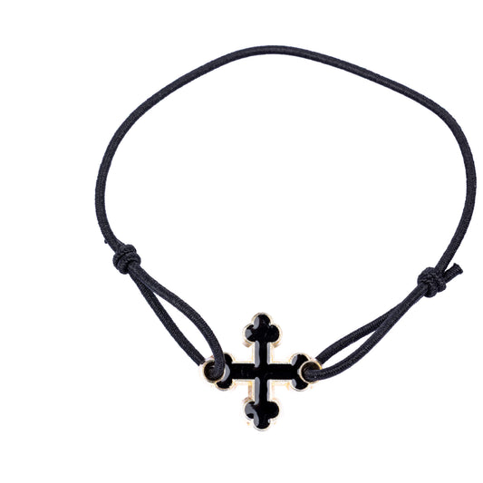 Bracelet élastique croix treflée - noir